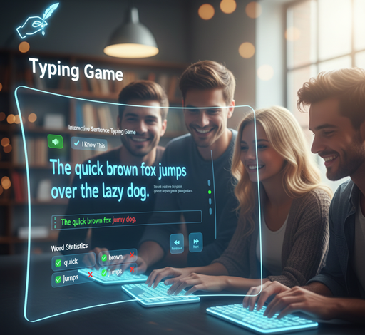English Sentence Typing Practice Game Screenshot